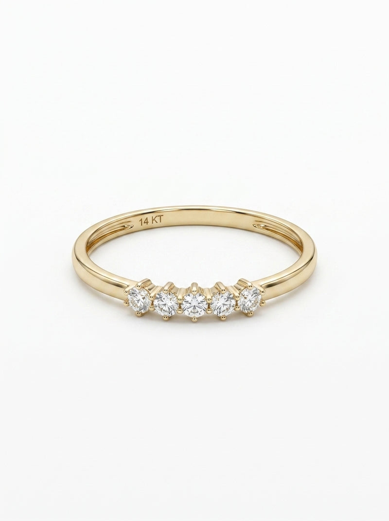 Anillo de oro 14k diseño de cinco deseos con circonias Mod 5782