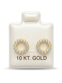 Broquel de oro 10k delgado diseño silueta de circulo de circonias (de bolitas) Mod 5669
