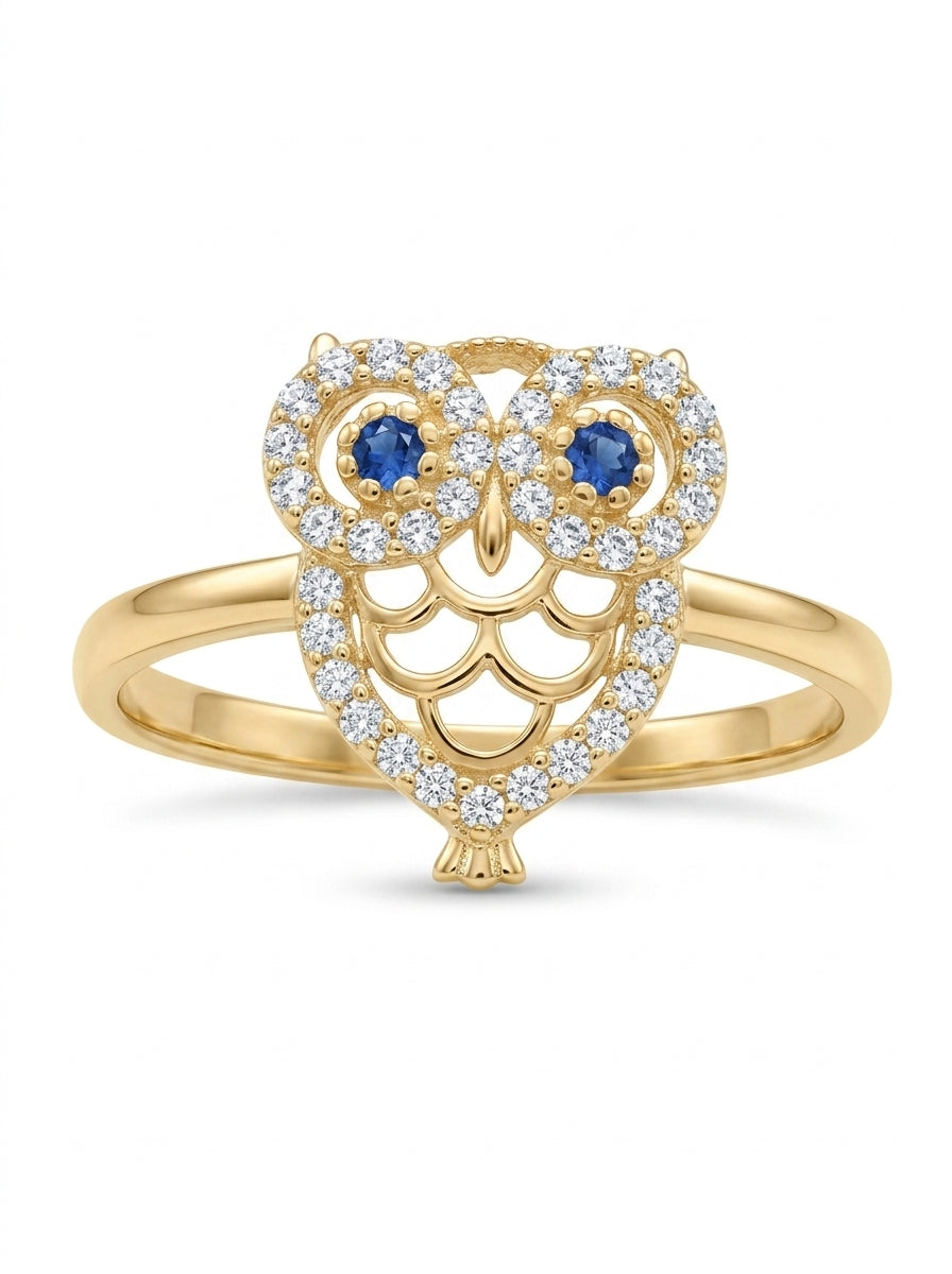 Anillo de oro 10k diseño de lechuza Mod 5525