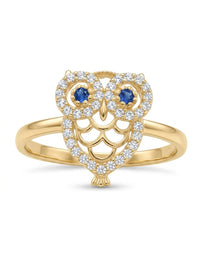 Anillo de oro 10k diseño de lechuza Mod 5525