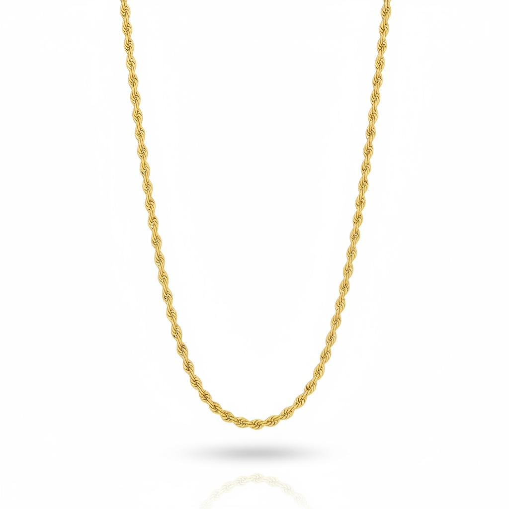 Cadena de oro 14k tejido torsal - 4 mm Caballero