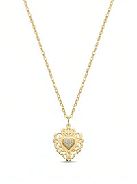 Gargantilla de oro 14k diseño de la corazón con contornos Mod LM5132 - 45 cm