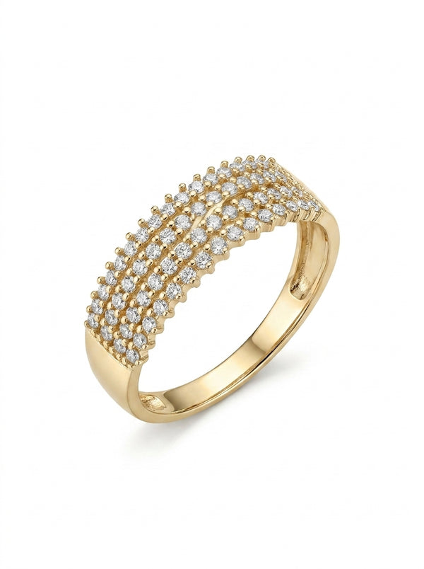 Anillo de oro 14k diseño lluvia de estrellas con circonias mod 5812
