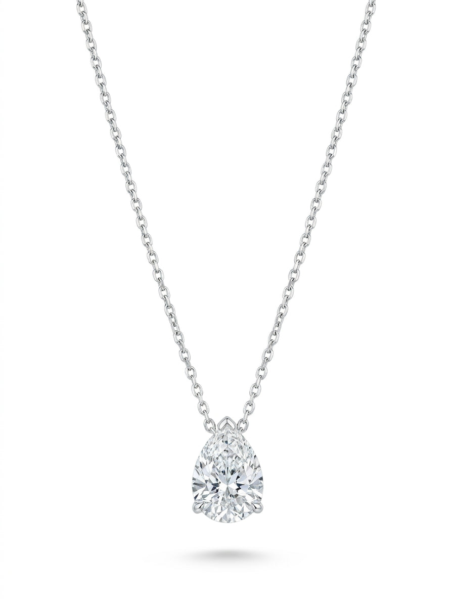Gargantilla de oro blanco 14k diseño gota de diamante de laboratorio Mod 5473 - 50 cm