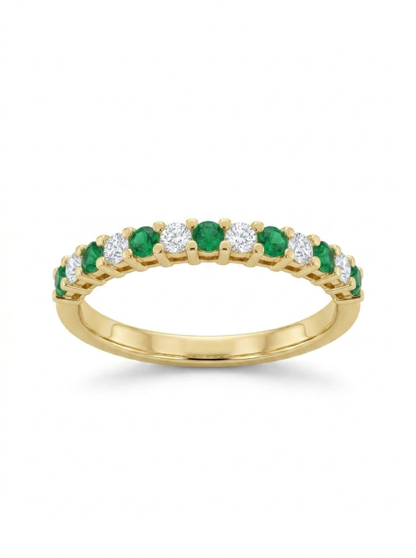 Media churumbela de oro 14k de diamantes y esmeraldas naturales Mod LM5300