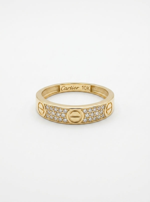 Anillo delgado de oro 10k tipo diseñador con circonias mod 5744