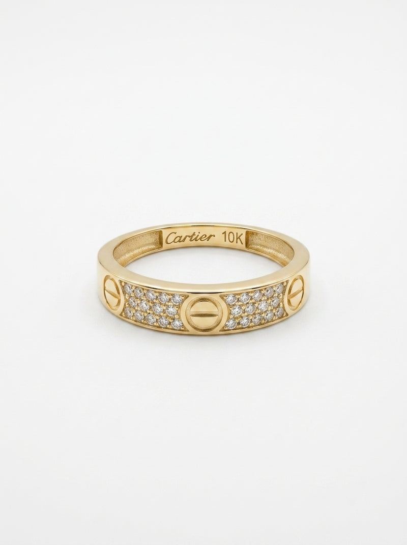 Anillo delgado de oro 10k tipo diseñador con circonias mod 5744