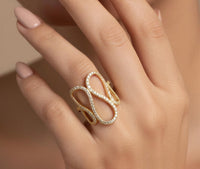 Anillo Aura Loops Pavé en Oro Amarillo 14k