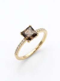 Anillo de oro 14k con piedra natural cuadrada café Mod 5868