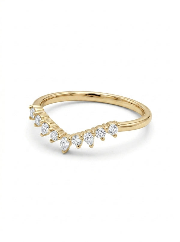 Anillo de oro 14k diseño Chevron con diamantes naturales Mod 5472