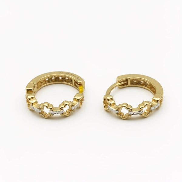 Huggies de silueta de flores de oro 14k