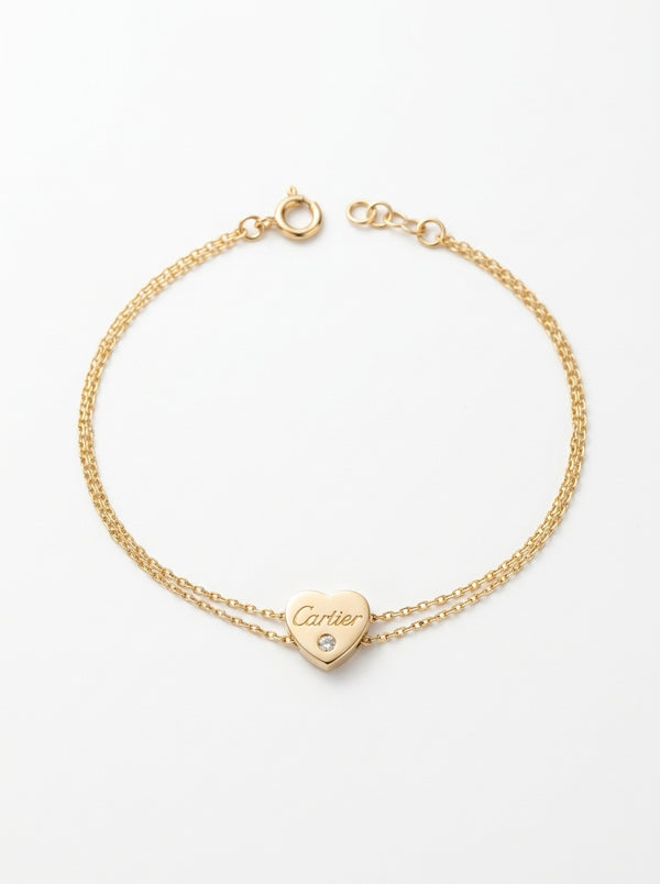 Pulsera de oro 14k tipo diseñador de corazón Mod 6116 - 18 cm