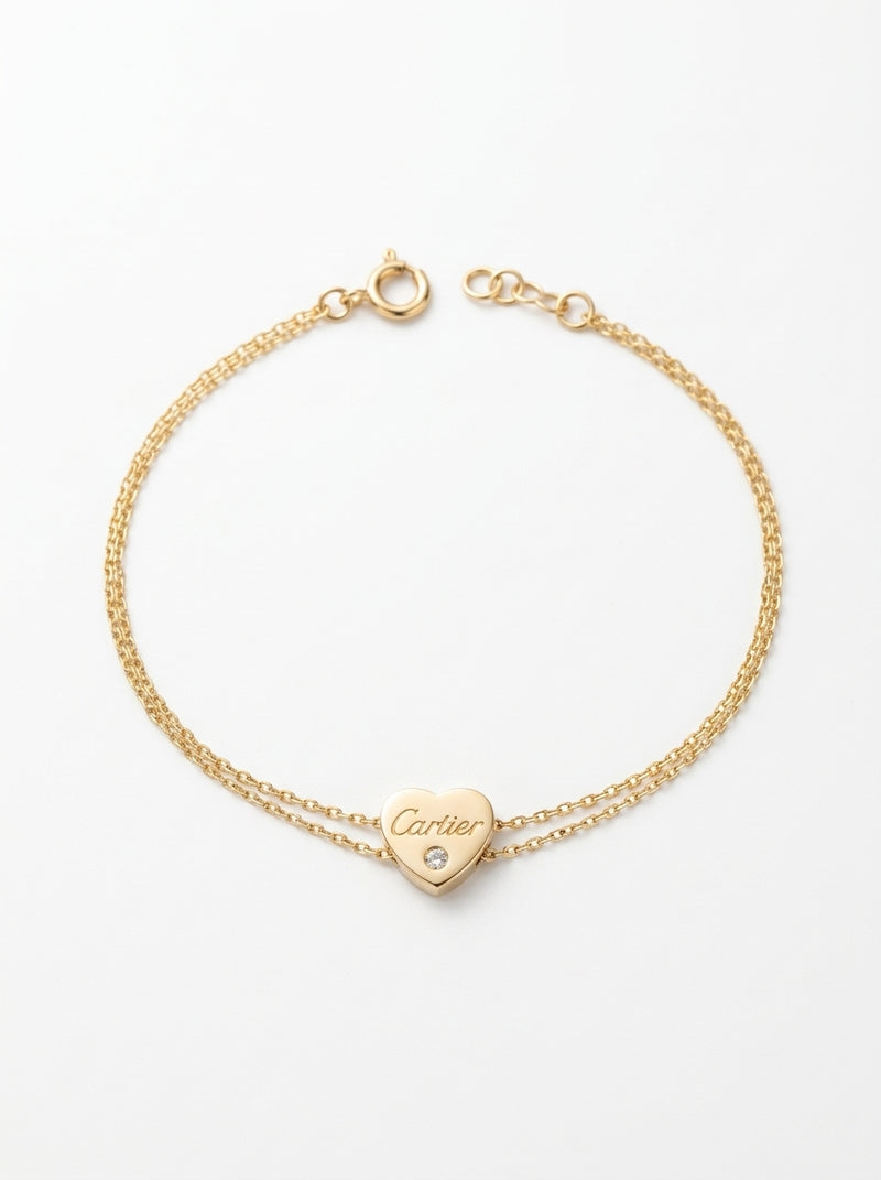 Pulsera de oro 14k tipo diseñador de corazón Mod 6116 - 18 cm