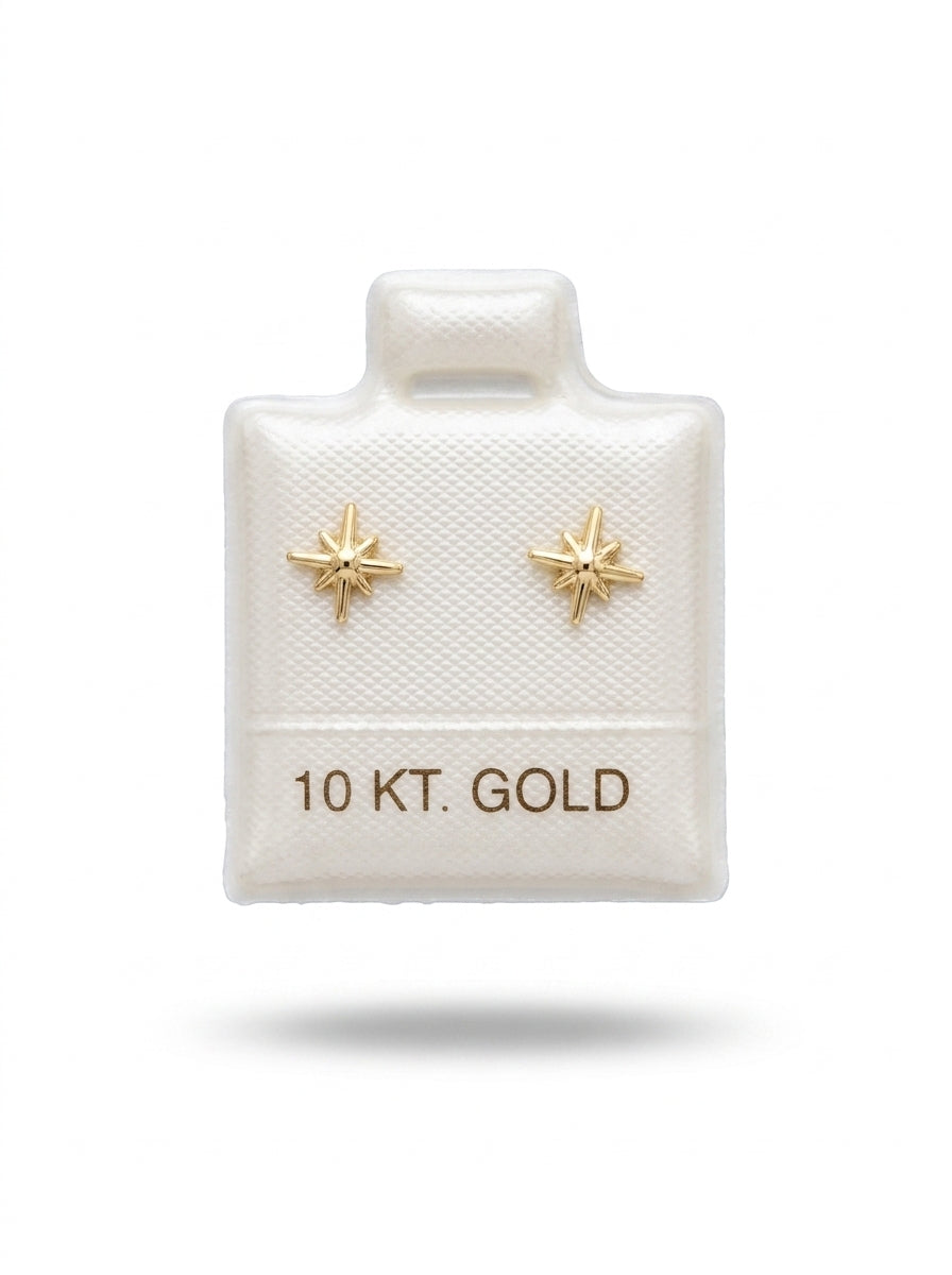 Broquel de oro 10k delgado diseño estrella de Belén lustrada (de bolitas) Mod 5678