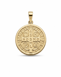Medalla de oro 10k diseño de San Benito Mod 5696 - 1.5 cm