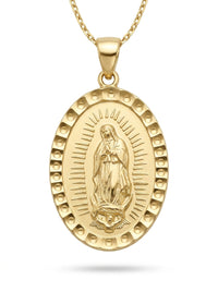 Medalla de oro 14k diseño de la virgen de Guadalupe Mod LM534 - 2.5 cm