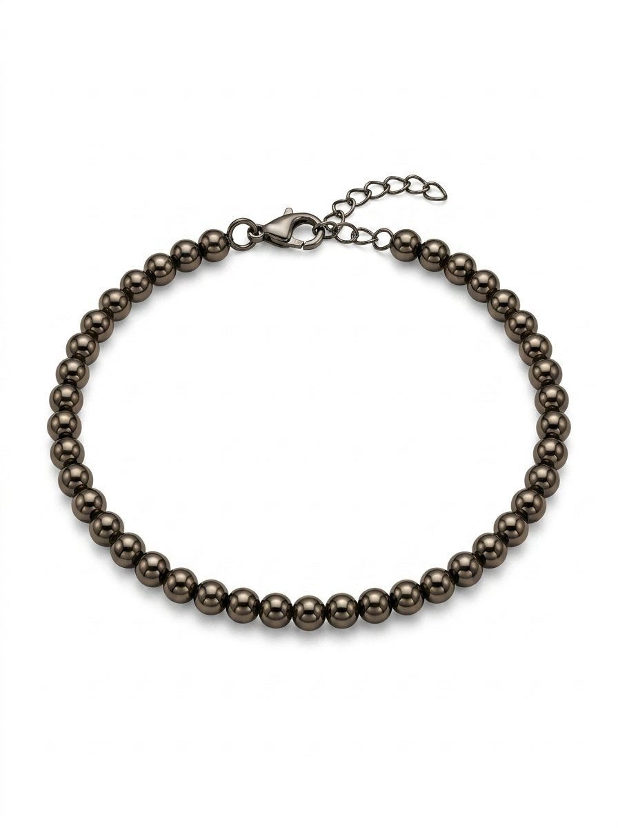Pulsera de oro negro 14k diseño de bolitas hueca Mod 5495 - 18 cm