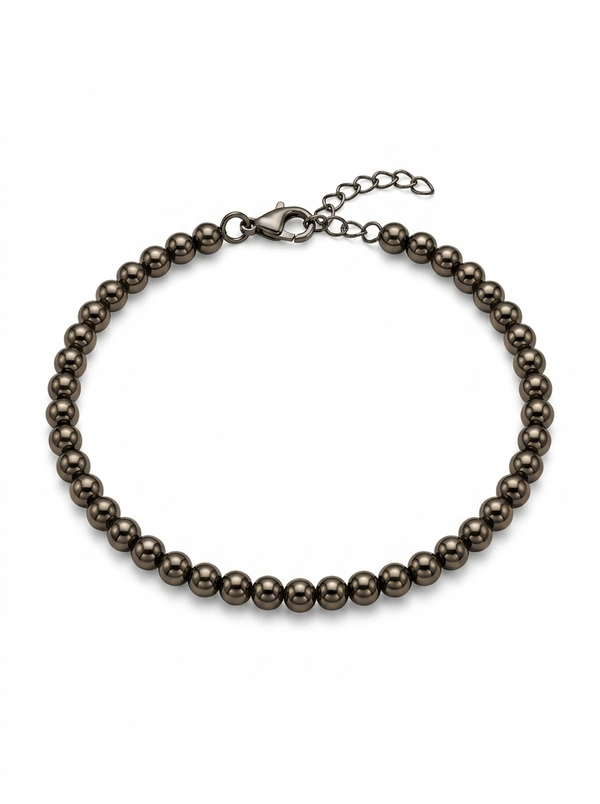 Pulsera de oro negro 14k diseño de bolitas hueca Mod 5495 - 18 cm