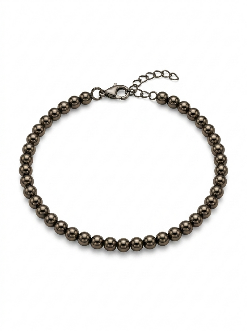 Pulsera de oro negro 14k diseño de bolitas hueca Mod 5495 - 18 cm