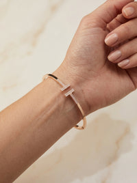 Brazalete de oro rosa 14k tipo diseñador hueco con circonias mod 5753 - 18 cm