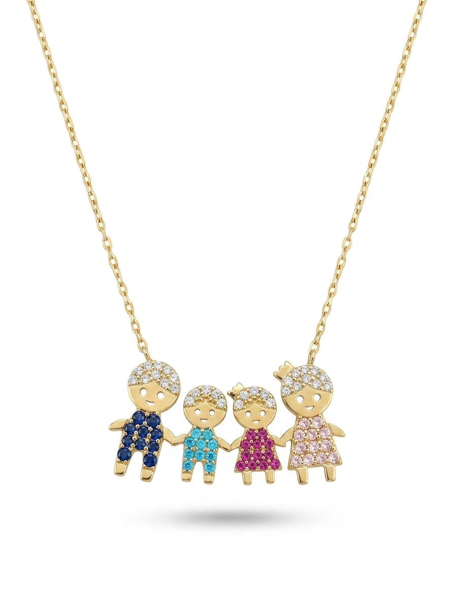 Gargantilla de oro 14k diseño familia mod 5505 - 45 cm