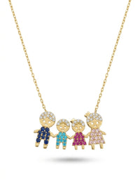 Gargantilla de oro 14k diseño familia mod 5505 - 45 cm