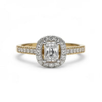 Anillo de oro 14k tipo halo rectangular ideal para promesa