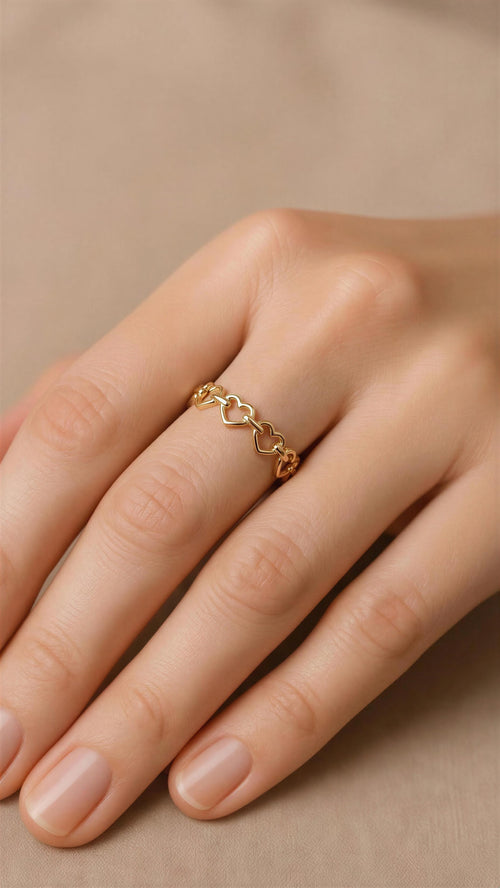 Anillo de oro 14k diseño siluetas de Corazones Mod LM5118