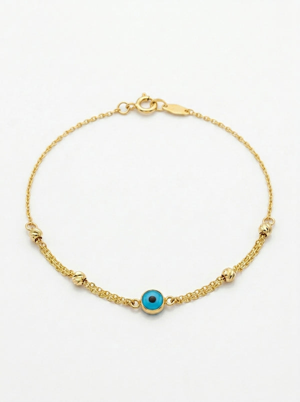 Pulsera de oro 14k diseño ojito turco Mod LM543 - 18 cm