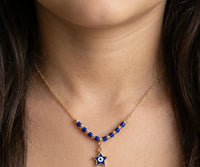 Gargantilla de oro 14k diseño de estrella con ojo turco kids Mod 5656 - 35 cm