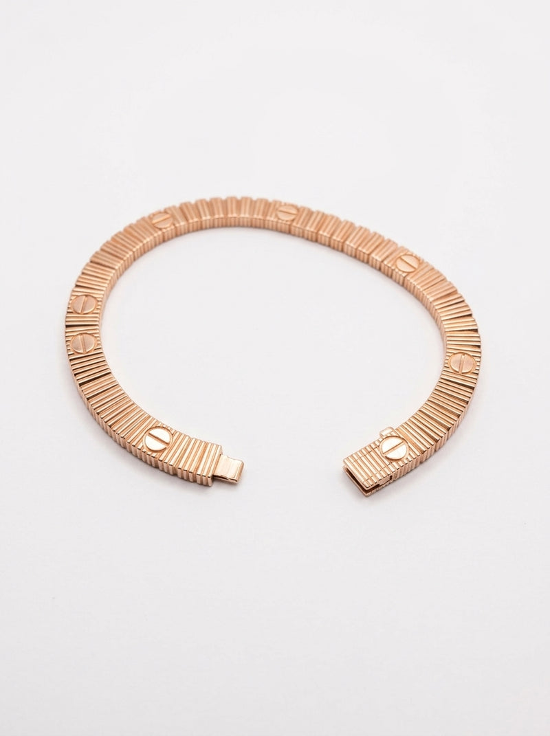 Brazalete de oro rosa 10k tipo diseñador mod 5876 - 18 cm x 6.5mm