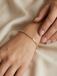 Pulsera de oro 10k diseño de lunetas 5919 - 18 cm