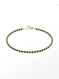 Pulsera de oro 14k diseño de bolitas con piedras negras Mod LM5268 - 18 cm