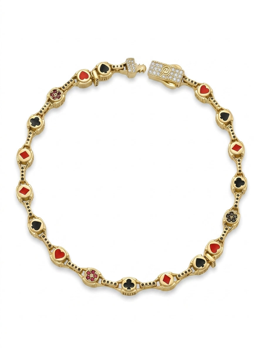 Pulsera de oro de 14k diseño poker modelo 5134 - 21Cm