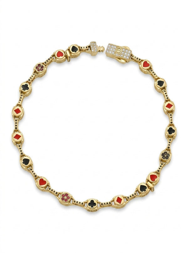 Pulsera de oro de 14k diseño poker modelo 5134 - 21Cm