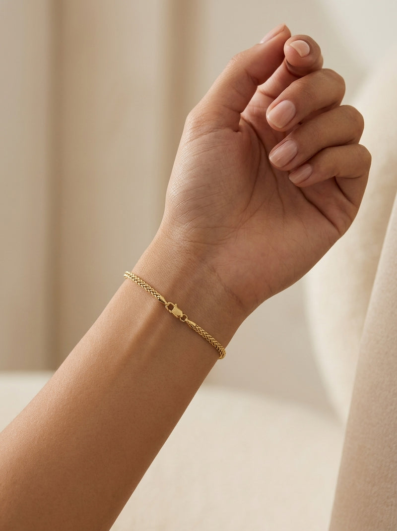 Pulsera de oro 10k tejido espiga Mod 5694 - 18 cm