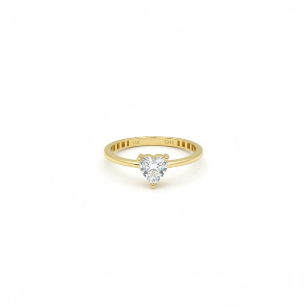 Anillo de oro 14k con circonia en forma de corazón Mod. 146515