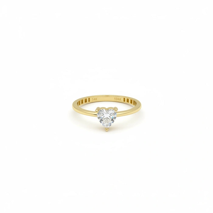 Anillo de oro 14k con circonia en forma de corazón Mod. 146515