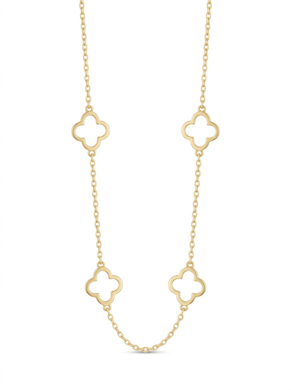Gargantilla de oro 14k diseño silueta de trébol mod 5592 - 45 cm