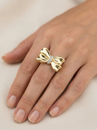 Anillo de oro 14k diseño de moño con circonias Mod LM5272
