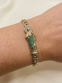Pulsera de oro 14k diseño San judas hueco Mod 5546 - 18 cm