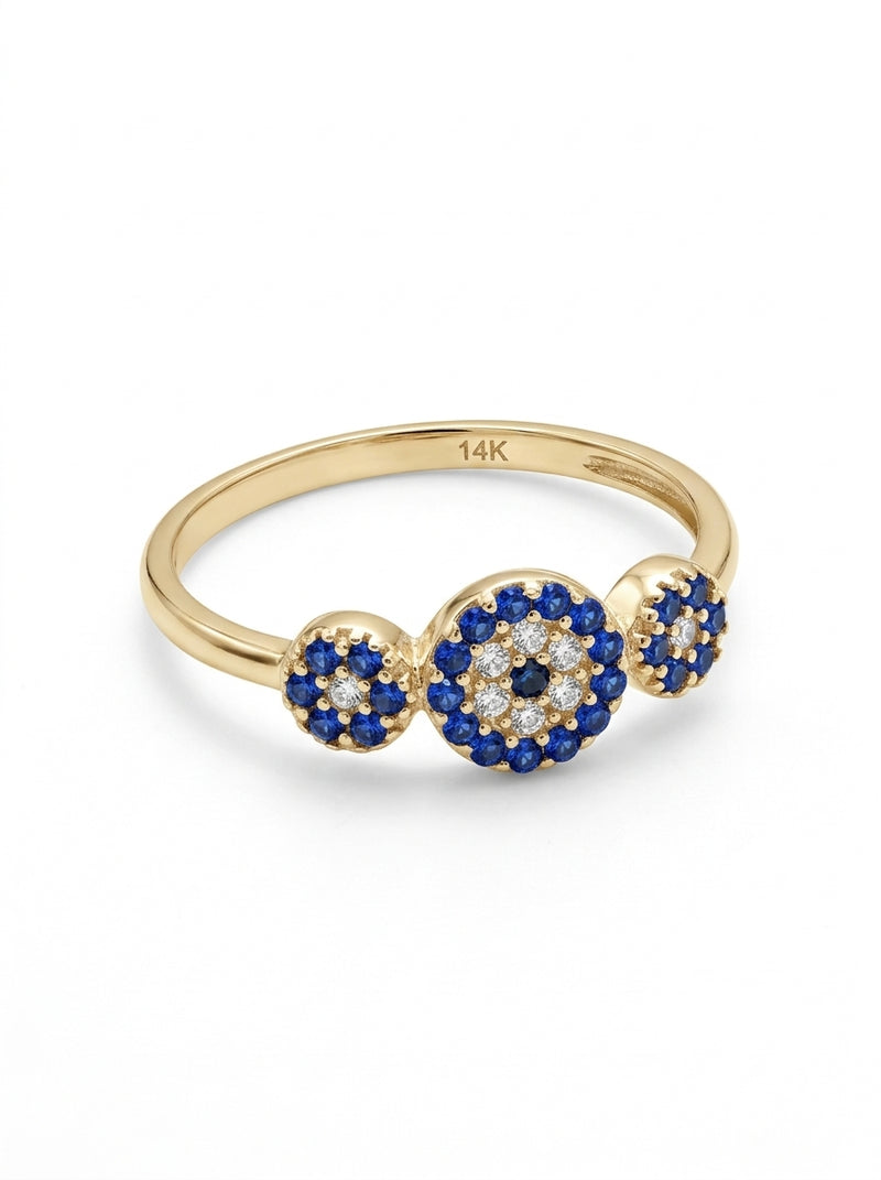 Anillo de oro 14k diseño ojos turcos  Mod 5862
