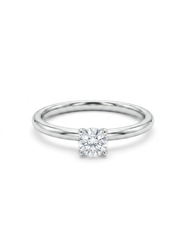 Anillo solitario de oro blanco 14k y diamante de laboratorio Mod LM5298