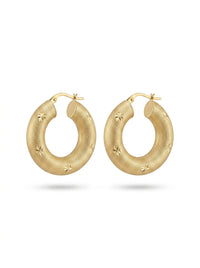 Arracadas de oro 14k diseño inflado tipo chunky  biselado Mod LM5197 - 1.7 cm