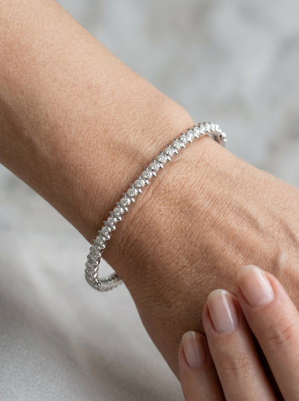 Brazalete de oro blanco 10k tipo diseñador mod 5712