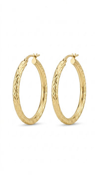 Arracadas ovaladas diamantadas en oro 14k LM5081 - 3 cm