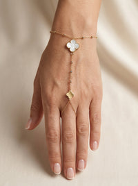 Pulsera de mano de oro 14k diseño de tréboles mod 5722 - 18 cm