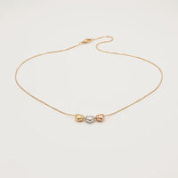 Gargantilla de corazones inflados de 3 oros 14k