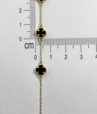 Pulsera de tréboles pequeños de oro 14k con piedra natural negras Onix