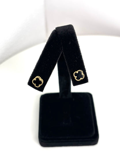 Aretes de flor negra y onix